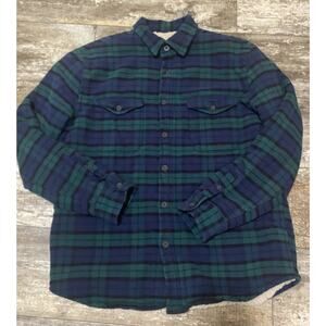 Aeropostale Sherpa Lined Flannel Shacket Men's L Blue/green Plaid Shirt Jacket